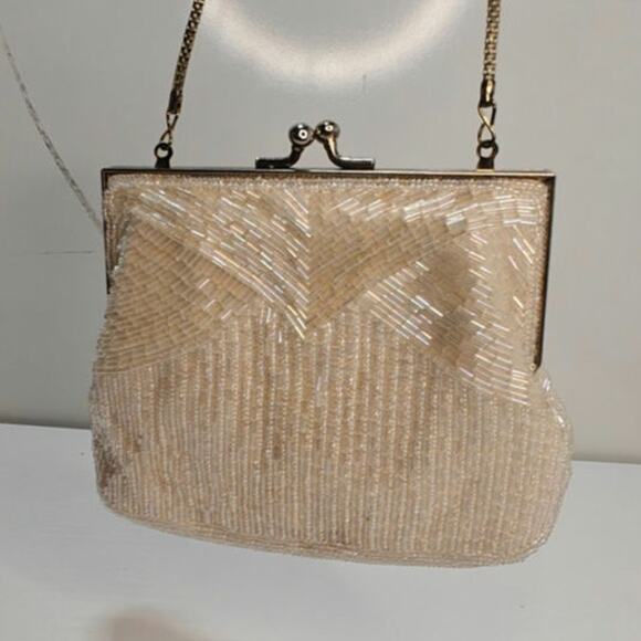 Vintage white Gatsby Beaded evening purse - Picture 3 of 7